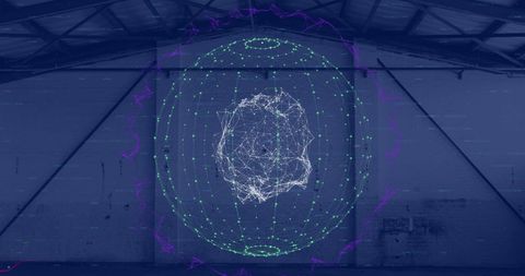 Futuristic Digital Globe with Network Connections in Industrial Space - Download Free Stock Images Pikwizard.com