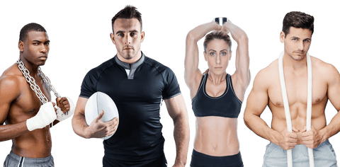 Ideal for promoting sports events, fitness gear, and workout programs. Use in advertisements, posters, or marketing materials focused on physical strength and diversity in athletics.