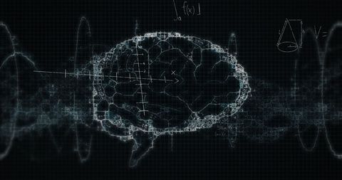 Digital brain visualization with mathematical equations