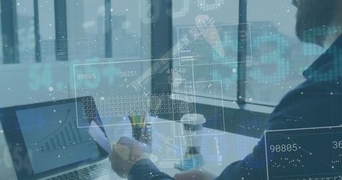 Businessman Engaging with Digital Financial Data Analytics