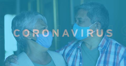 Senior Couple Practicing Safety with Masks Amid Pandemic