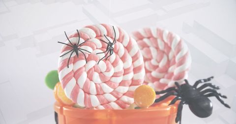 Spooky halloween candy basket with spiders
