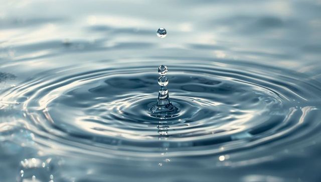 Dynamic water droplet splashing into beautiful ripples