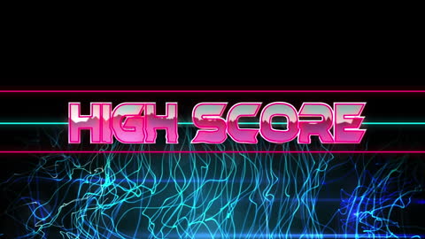 Neon High Score Text with Electric Wave Design