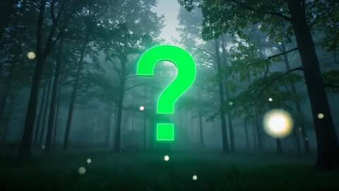 Neon Green Question Mark in Moonlit Forest