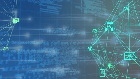 Digital Technology Interface with Network Connection Icons