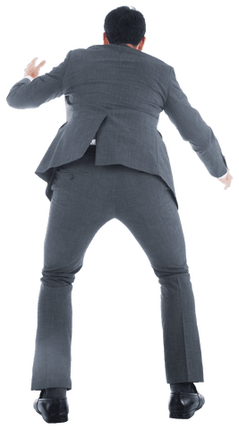 Transparent Back View of Asian Businessman Standing