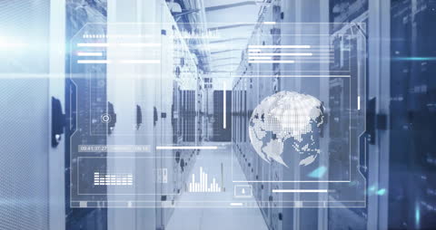 Futuristic Data Interface in Server Room Environment