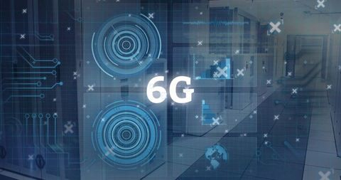 6G Technology Concept with Digital Interface in Data Center