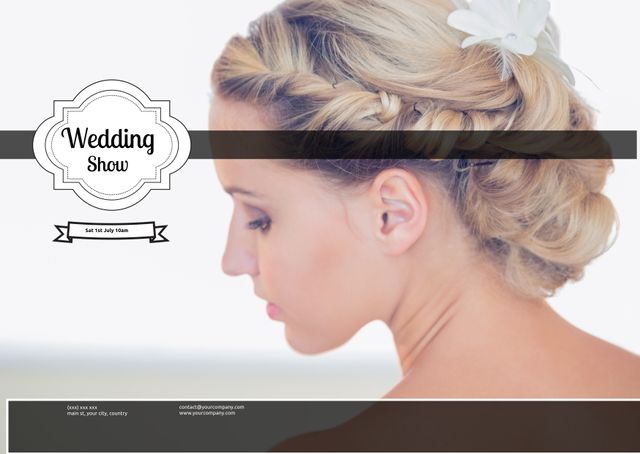 Elegant Bridal Hairstyle with Floral Accessory at Wedding Show - Download Free Stock Templates Pikwizard.com