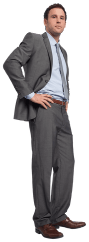 Transparent Serious Businessman Standing in Business Suit