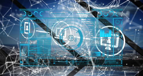 Futuristic Digital Interface Over Cityscape With Data Connections