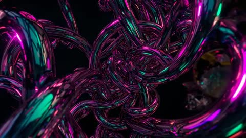 Glowing Metallic Loops Creating Abstract Complex Patterns