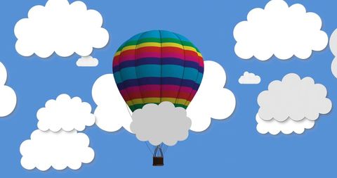 Colorful Hot Air Balloon Soaring Among Soft White Clouds - Download Free Stock Images Pikwizard.com
