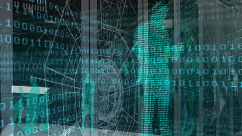 Digital Silhouettes Interacting with Binary Code Interface