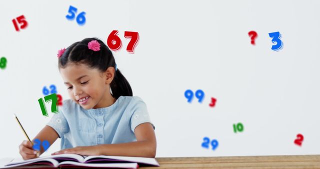 Happy Child Learning Mathematics with Colorful Numbers - Download Free Stock Images Pikwizard.com