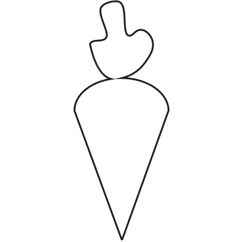 Abstract Black Carrot Shape on Transparent Background