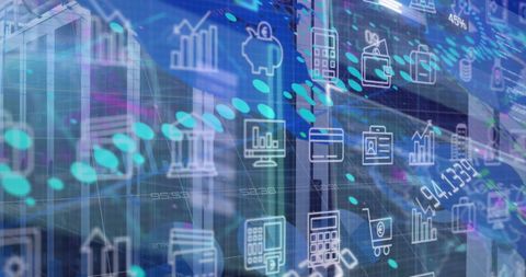 Digital Interface Showing Business Data Processing Icons - Download Free Stock Images Pikwizard.com