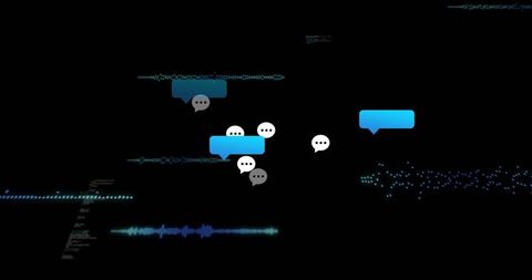 Digital speech bubbles on futuristic data interface