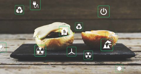 Eco-Friendly Mini Burgers with Renewable Energy Icons