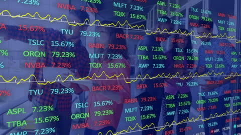 Financial Data Analytics Display with Global Market Trends