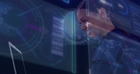 Innovative Doctor Analyzing Data with Futuristic Technology