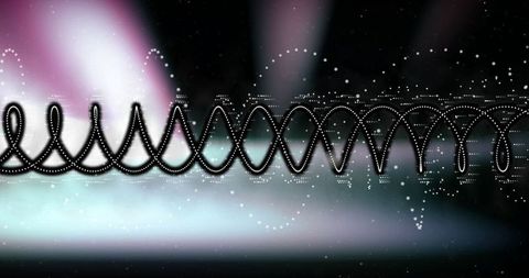 Digital DNA Strand with Data Particles on Dark Background