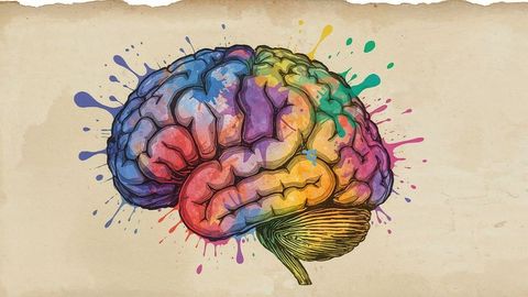 Vibrant watercolor brain illustration symbolizing creativity and innovation