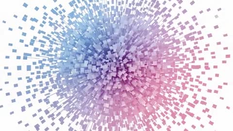 Abstract Digital Explosion of 3D Cubes on White Background