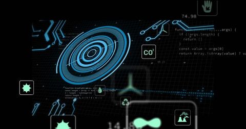 Futuristic HUD Interface with Data Visualization and CO2 Element