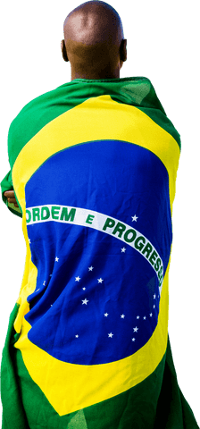 proud african american man draped in brazilian flag on transparent background - Download Free Stock Videos Pikwizard.com