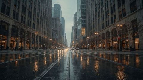 Glistening charlotte city adelance reflections on wet road