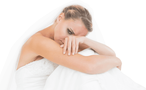transparent image of upset bride sitting thoughtfully in wedding dress - Download Free Stock Videos Pikwizard.com