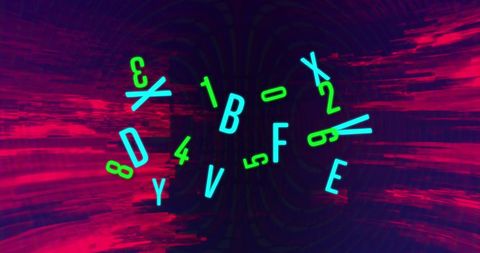 Dynamic Floating Letters and Numbers with Neon Effects - Download Free Stock Images Pikwizard.com