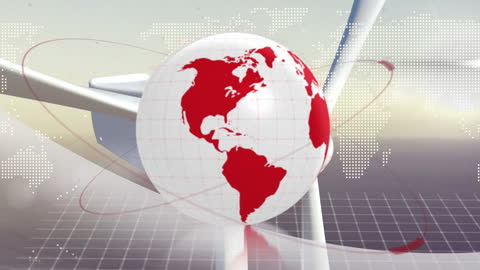 Digital World Concept with Animation of Globe and Wind Turbine