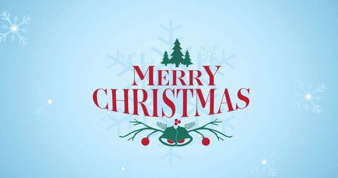 Festive Merry Christmas Card Design with Snowflakes and Ornaments