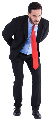 Caucasian Businessman with Red Tie on Transparent Background