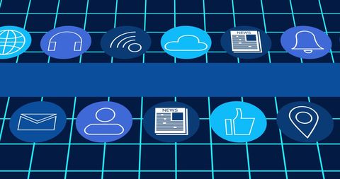 Digital Icons on Blue Grid Background Illustrating Connectivity - Download Free Stock Images Pikwizard.com