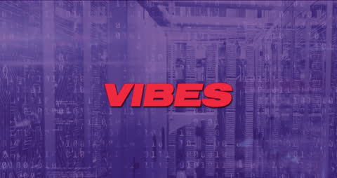 Digital Data Processing with Text Overlay in Server Room