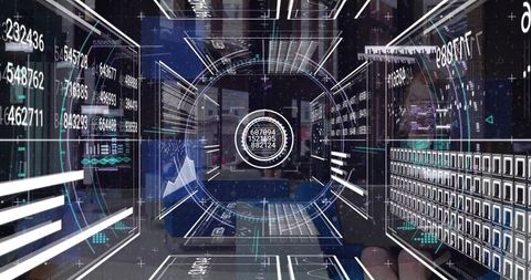 Augmented reality hud with live numeric readouts and futuristic digital dashboard overlay