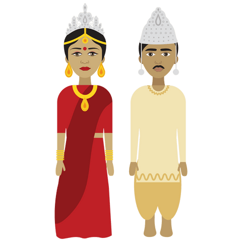 transparent vector illustration of bengali bride and groom in traditional attire - Download Free Stock Videos Pikwizard.com