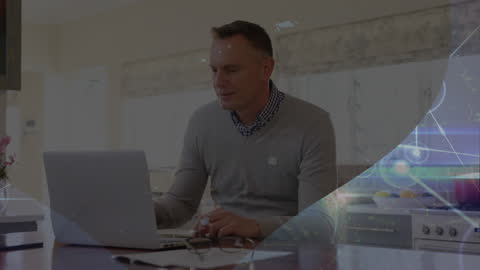 Businessman Analyzing Global Data Network in Contemporary Workspace