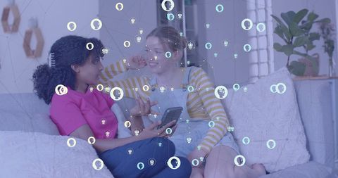 Diverse Women Engaging with Global AI Network at Home - Download Free Stock Images Pikwizard.com
