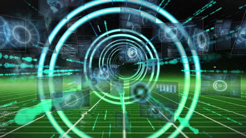 Futuristic Digital Interface Overlaying Eyes with Moving Clock