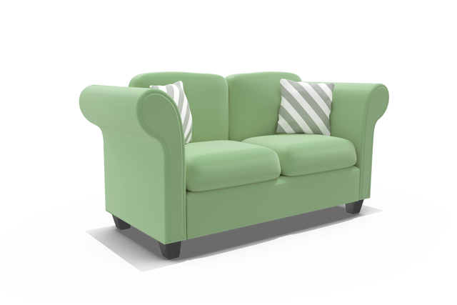 Green Sofa with Cushions Transparent 3D Illustration - Download Free Stock Videos Pikwizard.com