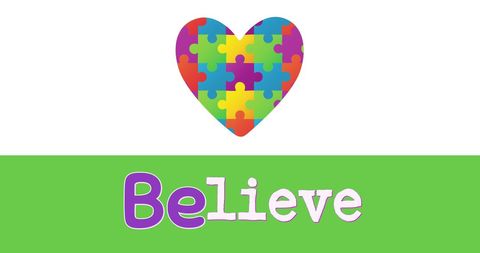 Colorful Autism Puzzle Heart with Believe Message Design - Download Free Stock Images Pikwizard.com