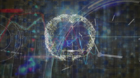 Futuristic AI Brain Interface with Digital Data Elements