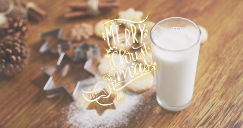 Christmas Greetings with Milk and Cookies Background