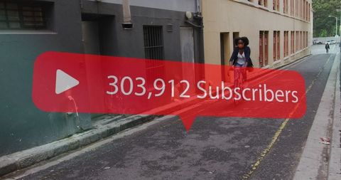 Digital Subscriber Growth Overlaid on Woman Riding Bicycle