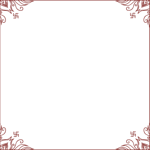 Elegant Red Frame with Floral and Geometric Corners on Transparent Background